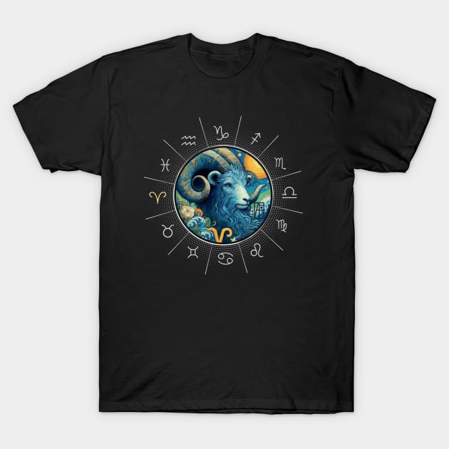 ZODIAC Aries - Astrological ARIRS - ARIRS - ZODIAC sign - Van Gogh style - 2 T-Shirt by ArtProjectShop